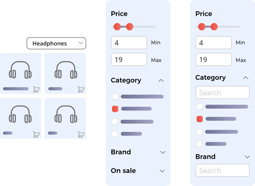 Faceted Filters, Faceted Navigation and Faceted Search Comparison