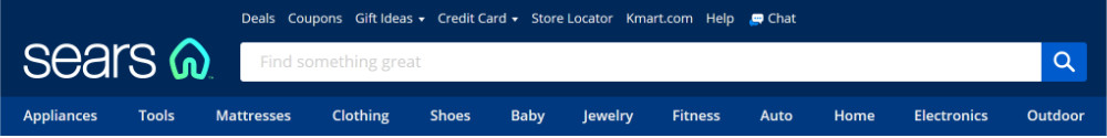 large and distinctive search bar on Sears