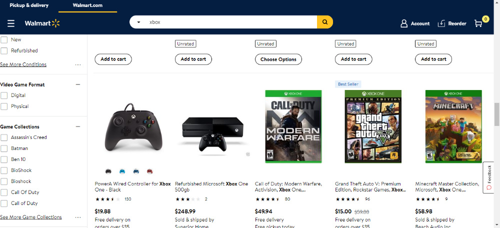 Sticky search bar on Walmart.com