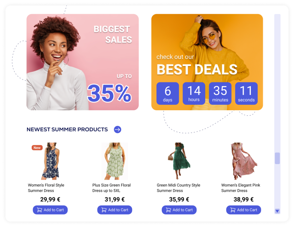 Homepage example with Merchandising banner